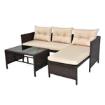 ZUN 3 Piece Outdoor PE Rattan Furniture Set, Patio Black Wicker Conversation Loveseat Sofa Sectional 41175720