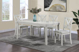 Rustic Farmhouse Transitional 5-Piece Dinette Dining Set Rectangular Table Linen Look Fabric B011P184616