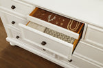 ZUN Transitional White Finish Dresser of 7 Drawers Jewelry Tray Traditional Design Bedroom Wooden B011P143960