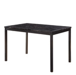 ZUN 1pc Dining Table Black Faux Marble Top Casual Dining Room Furniture Metal Frame B011P265588