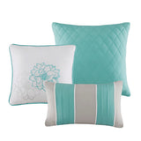 Printed Cotton Sateen Comforter Set Aqua Cal King B03596887