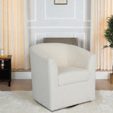 ZUN Teddy Velvet 360&deg; Swivel Chair, White, No Installation Required N765P165527