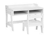 White Kids Study Desk and Chair Set with Storage, MDF, 60.5*41.5*50cm 80179517