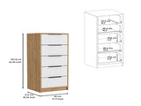 Dresser 42"H, 5 Drawer, Vertical Dresser, White / Light Oak B097133389