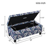 Luxury Storage Ottoman with Floral Patterned Fabric, Soft-Close Hinges, Multi-Functional Footrest & N767P257582L