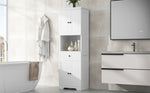 ZUN Tall Bathroom Cabinet with Four Doors, Large Storage Space Open Shelve, Upper Storage Cabinet, White N725P188459K