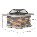 28" Concrete Wood Burning Outdoor Fire Pit Table with Lid - Stone Gray 53657.00