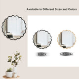 Solid Wood Wavy Mirror-Black Vanity Mirror Wall Decor 42" x 42" Modern Mirror Wall Decor for W1445P189554