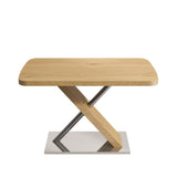 47.25 "-63" Dining Table, Original Wood Color, Seating 4-6 People, Retractable Table, Cross Metal W757P270705