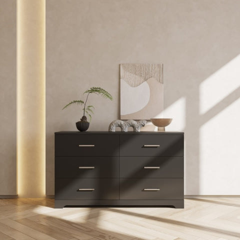 ZUN FCH 6 Drawer Double Dresser for Bedroom, Wide Storage Cabinet for Living Room Home Entryway, Black 71800851