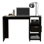 ZUN Black 2-Shelf 1-Drawer Writing Desk B062111636