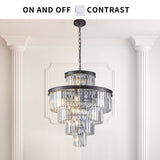 (Same as W1340P188535/L5002-600-B) 24" Luxury Crystal Chandelier with Black Finish Elegant W1340P189339