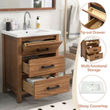 ZUN 24'' Bathroom Vanity with Ceramic Basin Sink, Modern Bathroom Storage Cabinet with 3 Drawers, 44777655