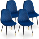 ZUN Blue Velvet Tufted Accent Chairs with Golden Color Metal Legs, Modern Dining Chairs for Living W116464051