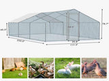 20 x 10 ft Large Metal Chicken Coop, Walk-in Poultry Cage Chicken Hen Run House with Waterproof 65573596