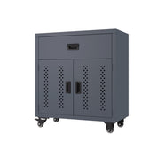 Metal garage storage cabinet lockable door and adjustable shelves, rolling tool storage cabinet W396P305781