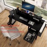 ZUN 47.3" Computer Desk with power outlet,Monitor Stands,Shelves, Office Desk/Writing Table/Gaming desk W2887P239945