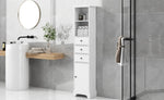 ZUN White Tall Bathroom Cabinet, Storage Cabinet with 3 Drawers and Adjustable Shelf, MDF Board with 72922139