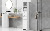 ZUN White Tall Bathroom Cabinet, Storage Cabinet with 3 Drawers and Adjustable Shelf, MDF Board with 72922139