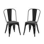 ZUN 2pc Modern High Gloss Black Metal Dining Room Kitchen Bar Chairs Contemporary Aesthetic 18-inch Seat B011P238550