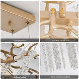 39.4-inch Modern Golden Pendant Light with Cascading Crystal Strands, Ideal for Living, Dining W1340P232979