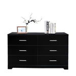 ZUN 6 Drawer Double Dresser for Bedroom, Wide Storage Cabinet for Living Room Home Entryway, Black 37321559