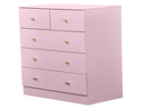 25.98"*15.75"*35.83" 4-Tier 5-Drawer Cabinet Drawer Dresser with Gold Handles Macaron Pink 63674916