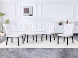 A set of 4 white and black vintage crocodile leather cushioned dining chairs, featuring crystal W3226P344024