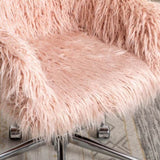 HengMing Modern Faux fur home office chair, fluffy chair for girls, makeup vanity Chair W21222750