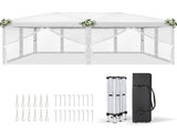 10x20 ft Instant Pop Up Canopy Tent White, 6 Mesh Panels 2 Doors 4 Net 41921225