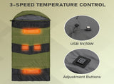 Rectangular Heated Sleeping Bag, Lightweight Sleeping Bag with Multi USB Powered Heating Pads, 06031650