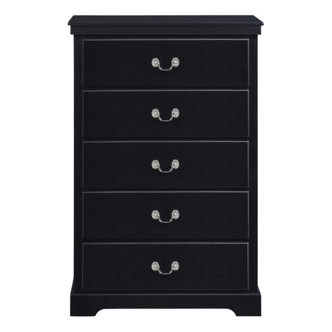 ZUN Classic Traditional 1pc Chest of 5 Drawers Black Finish Bedroom Furniture Wooden B011P233654