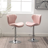 Ellston Upholstered Adjustable Swivel Barstools in Pink, Set of 2 T2574P165085