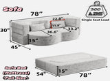 Modern Floor Sofa with 2 Pillows,Convertible Teddy Fabric Foam-Filled Sleeper Sofa Bed,15" Full Size 10423071