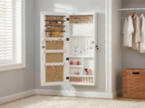 Solid Wood Jewelry Armoire Organizer Cabinet with Full-Length Mirror, 47.5x14.3 in Wall-Mounted W2640P454224