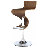 ZUN Walnut and Chrome S-Shaped Adjustable Bar Stool B062P153511