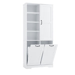 ZUN Bathroom Storage Cabinet with Doors and Drawers, Tilt-Out Laundry Hamper, Multiple Storage Space, WF530560AAK