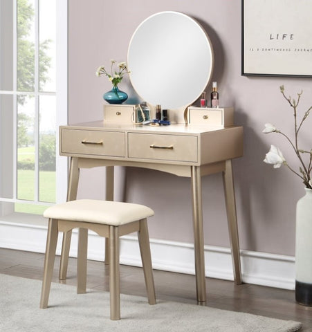 ZUN Liannon Contemporary Wood Vanity and Stool Set, Gold T2574P164236
