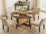37.5" Round Dining Table for 2-4 People, Mid-Century Modern Kitchen Table with PE Rattan & Rubber 46001682