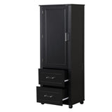 ZUN Tall Bathroom Storage Cabinet, Freestanding Storage Cabinet with Two Drawers and Adjustable Shelf, WF312728AAB