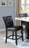 ZUN Modern Counter Height Chairs Black Faux Leather Tufted Set of 2 High Chairs Dining Seating B011130016