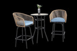 3pcs Outdoor Bar Set, Patio Bar Table and Chairs Set, Bar Height Patio Set - 2 x Swivel Bar Chairs , W640P256799
