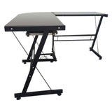 ZUN L-Shaped Durable Stalinite Splicing Computer Desk 402C Black 77159761