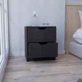 Basilea 2 Drawers Nightstand , End Table, Side Table Pull Out System -Black B20092138
