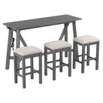 ZUN Multipurpose Home Kitchen Dining Bar Table Set with 3 Upholstered Stools 03694588