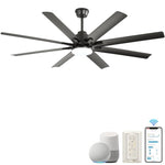 ZUN 66 Inch Modern Ceiling Fan With Dimmable Led Light 8 ABS Blades Smart Remote Control Reversible DC 22648574