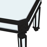 Silver Mirrored Coffee Table, Black Vintage Carved Wooden, Rectangle Glass Tea Table with Mirrored 12893782