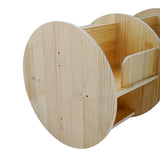 2-Layer Rotating Bookcase 360 Rotating Display Rack Pine Wood Rotating Bookshelf 56430812