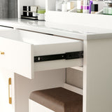 32'' Wide Makeup Vanity Desk with Lighted Mirror and Power Outlet, Dressing Table with Large Storage W2887P284258