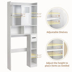 ZUN Double-Door Bathroom Cabinet with 2, Adjustable Panels, 1 Drawer and 3 Side Shelves, White 23726819